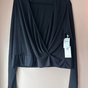 Black Long Sleeve Wrap Top slinky jersey good american NWT 2X